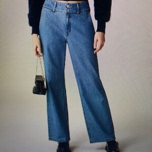 J Crew Slim Wide Jean with Stacked Buttons Hi Rise